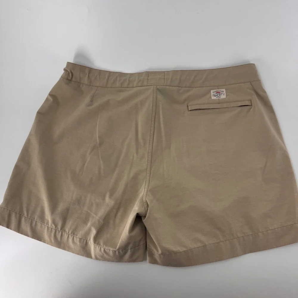 Faherty All Day Shorts Mens 38 Khaki Tan Stretch Hybrid Board Shorts 5